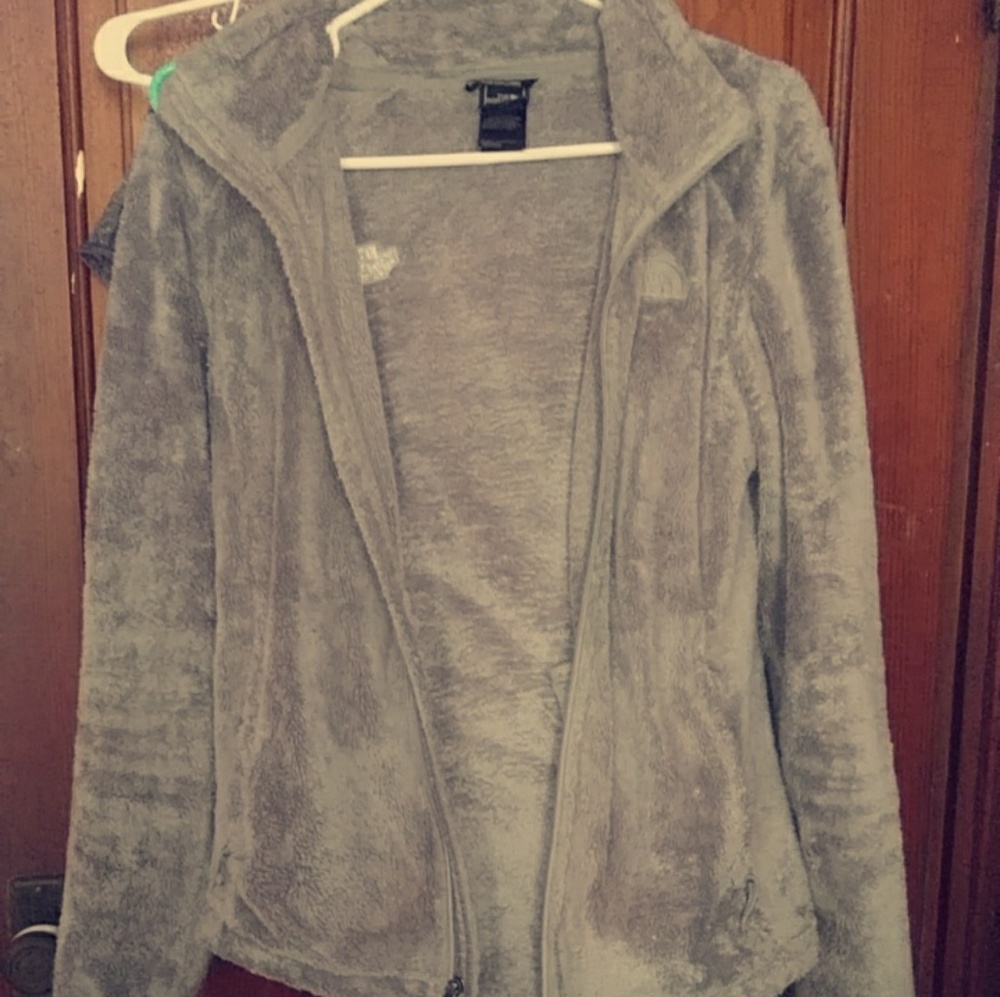 northface gray fuzzy jacket